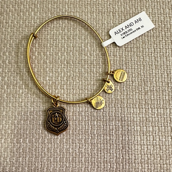 NWT Alex And Ani Law Enforcement Police Gold Bangle Bracelet - Picture 3 of 4